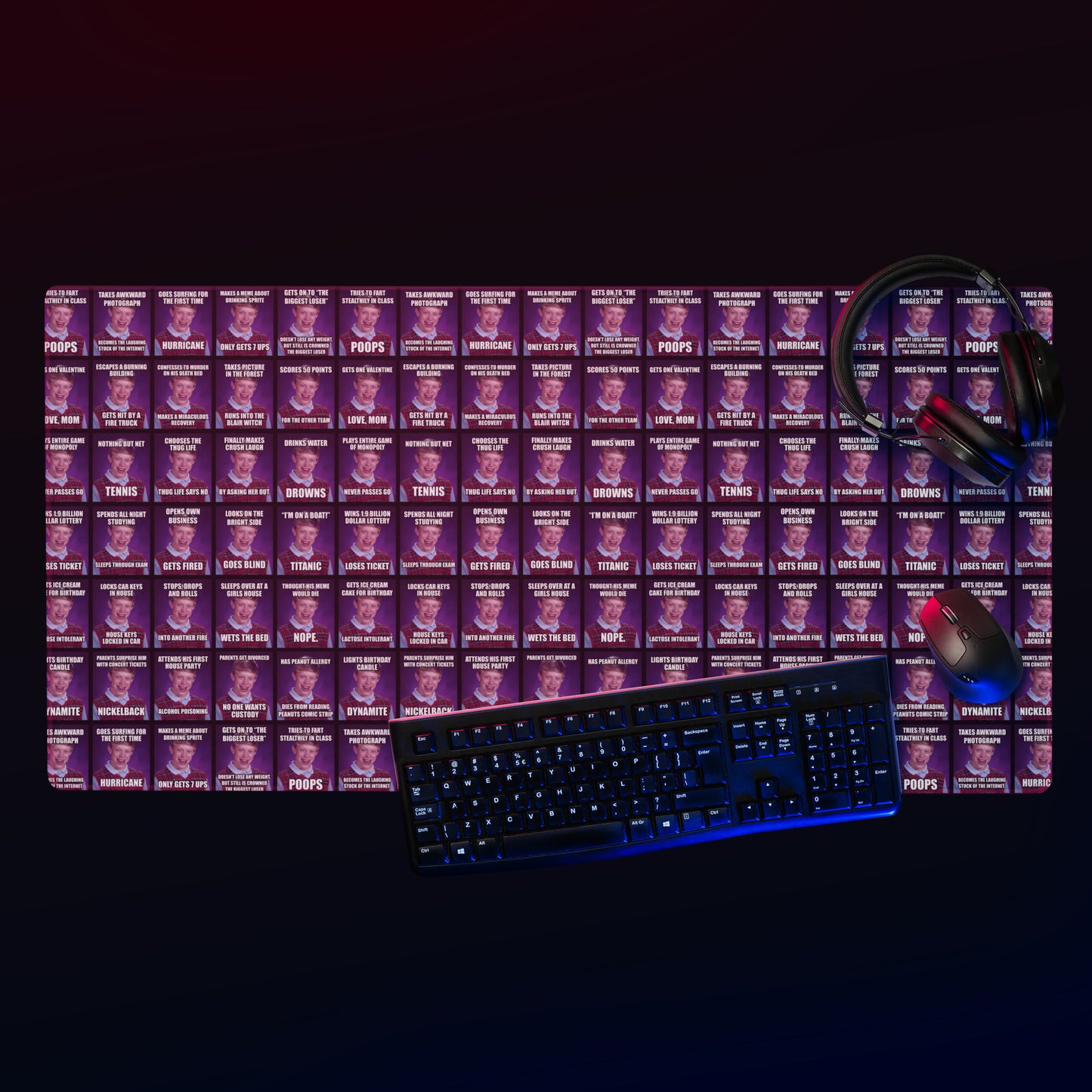 Bad Luck Brian Many Memes Gaming Mouse Pad